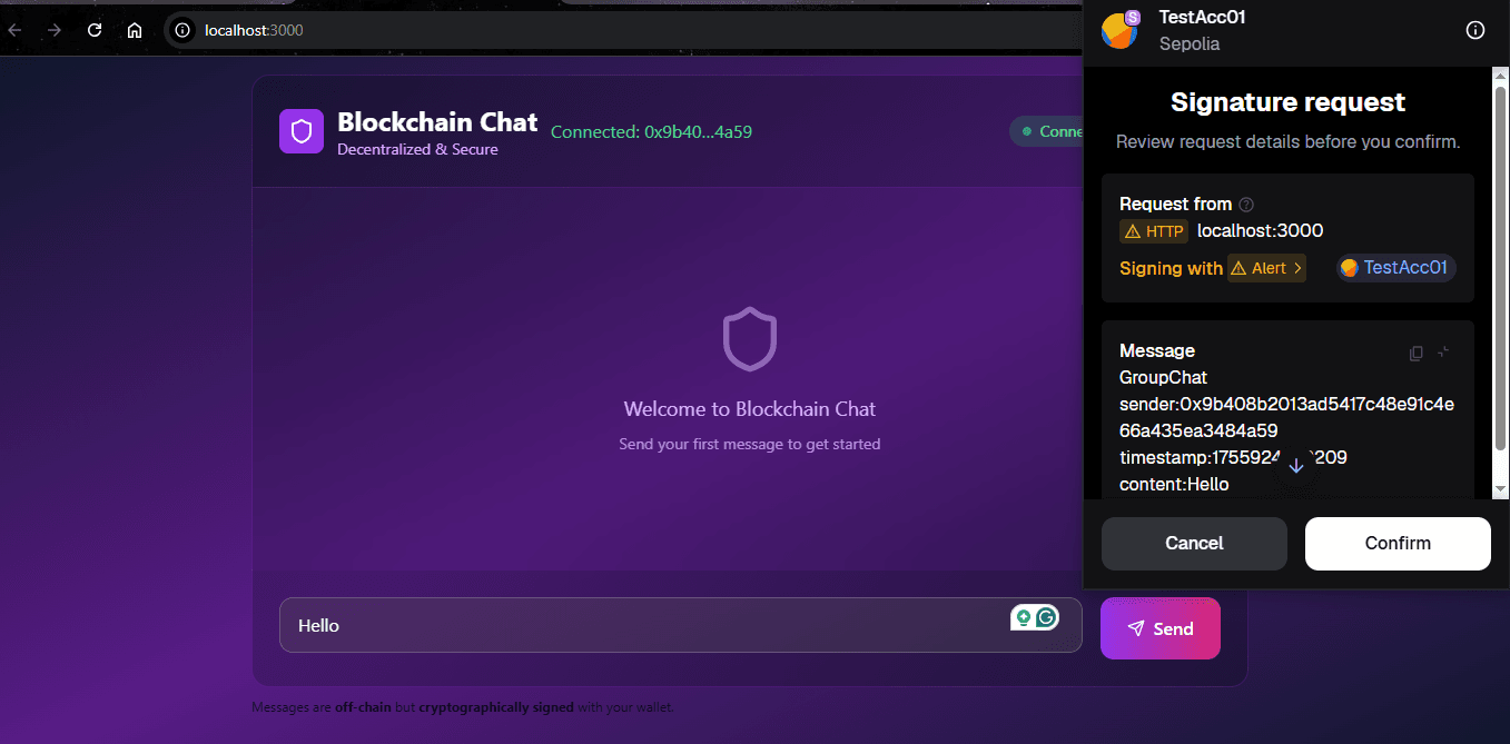 Blockchain Group Chat Application